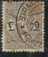 ITALY KINGDOM ITALIA REGNO 1924 SEGNATASSE TAXES TASSE DUE PER VAGLIA LIRE 2 USATO USED - Vaglia Postale