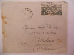 Togo Lettre De Lome 1947 Pour Toulouse (tache ) - Cartas & Documentos