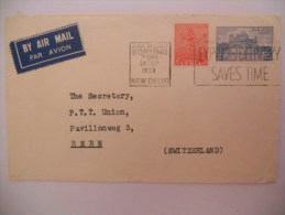 Inde Lettre De New Delhi 1953 Pour Bern , Cachet Airport Sorting - Storia Postale