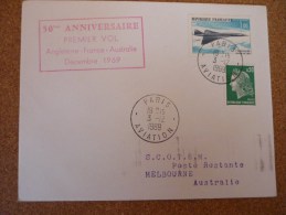 50-e Anniversaire Premier Vol Angleterre France Australie 3/12/1969 - First Flight Covers