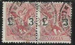 ITALY KINGDOM ITALIA REGNO 1924 SEGNATASSE TAXES TASSE DUE PER VAGLIA LIRE 3 COPPIA USATA PAIR USED - Vaglia Postale