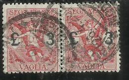 ITALY KINGDOM ITALIA REGNO 1924 SEGNATASSE TAXES TASSE DUE PER VAGLIA LIRE 3 COPPIA USATA PAIR USED - Vaglia Postale