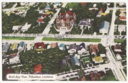 THIBODAUX LA Louisiana, Birds Eye City View C1950s Vintage Postcard - Buildings -Streets - Andere & Zonder Classificatie