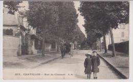 CHATILLON : RUE DE CLAMART - UN ATTELAGE - ECOLIERES - CPA ECRITE - 2 SCANS - - Châtillon