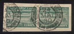 Brazil Brasil 1930 Zeppelin Mi# 1 Pair On Fragment - Airmail (Private Companies)