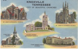 Knoxville Tennessee, Churches, Architecture, C1940s Vintage Curteich Linen Postcard - Knoxville