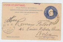 Argentina/Germany SHIP POST VAPOR ATLANTIQUE POSTAL CARD 1900 - Brieven En Documenten