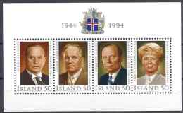 1994 ISLANDE BF 16** République, Présidents - Blocks & Kleinbögen