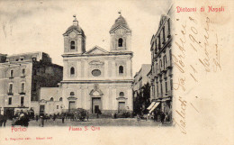 CARTOLINA D'EPOCA DI PORTICI PIAZZA S. CIRO COM'ERA INIZIO 900 VIAGGIATA NEL 1908 - Portici