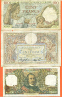 Lot De 3 Billets De Banque De France De100 Francs - 100 F 1908-1939 ''Luc Olivier Merson''