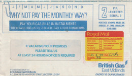 1990 BRITISH GAS East Midlands ADVERT COVER GB Prepaid Ppi Stamps RETURNED TO SENDER POST LABEL  Peterborough Energy - Gaz