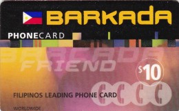 Philippines, BARKADA, $10, Filipinos Leading Phonecard, 2 Scans. - Filipinas