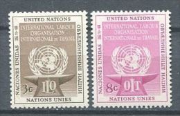 133 NATIONS UNIES 1954 - Symbole Du Travail OIT ILO (Yvert NY 27/28) Neuf ** (MNH) Sans Trace De Charniere - Nuovi