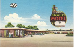 El Paso Texas, Sun Valley Motel, Lodging, Auto, C1950s Vintage Linen Postcard - El Paso