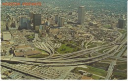 Houston Texas, Freeway Aerial View, Downtown, C1960s Vintage Postcard - Houston