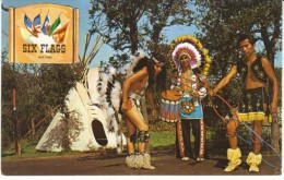 Dallas Texas, Six Flags Over Texas Theme Park, Indian Village Dancers, C1960s Vintage Postcard - Dallas