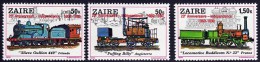 ZAIRE 1980 TRAINS O/PRINT (complete As Issued) MNH  (DEL01) - Nuovi