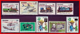 ZAIRE 1980 INDEPENDENCE ANNIV. O/PRINT MNH TRAINS, ROWLAND HILL (DEL01) - Unused Stamps