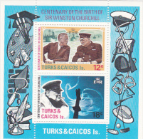 Turks& Caicos  Islands 1974 Churchill Birthday Centenary Souvenir Sheet MNH - Turks & Caicos