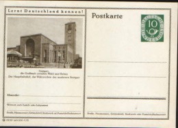 Germany/Federal Republic - Postal Stationery Postcard Unused 1952 - P17, Stuttgart, Der Hauptbahnhof - Illustrated Postcards - Mint