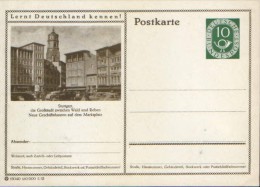 Germany/Federal Republic -  Stationery Postcard Unused 1952 - P17, Stuttgart, Neue Geschäftsbauten Auf Dem Marktplatz - Illustrated Postcards - Mint