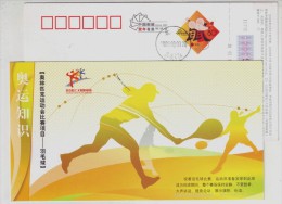 Tennis & Badminton Event,China 2008 Knowledge Of Olympic Games Advertising Pre-stamped Card - Badminton