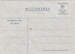 1393- FREE MILITARY COVER STATIONERY, UNUSED, SWEDEN - Entiers Postaux