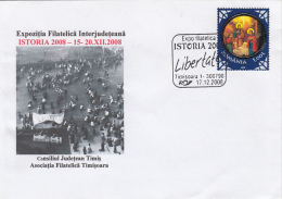 1418- TIMISOARA- 1989 REVOLUTION, PHILATELIC EXHIBITION, SPECIAL COVER, 2008, ROMANIA - Storia Postale