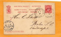 Luxembourg 1897 Card Mailed - Stamped Stationery