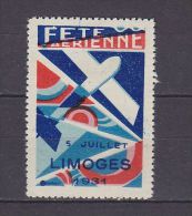 FRANCE. TIMBRE. VIGNETTE. CIDERELLA. PA. POSTE AERIENNE. 1931..........LIMOGES - Aviazione