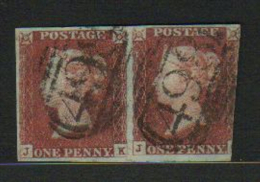 Great Britain   QV  1d  Red  JK  Imperf  Pair   #  57251 - Oblitérés