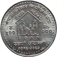 NEPAL RUPEE 500 SILVER COMMEMORATIAVE COIN FPAN GOLDEN JUBILEE 2008 UNCIRCULATED UNC - Nepal