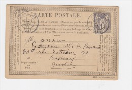 FRANCE. TIMBRE. CP. CARTE POSTALE. GAYRIN. 33. BORDEAUX. GIRONDE. - 1876-1878 Sage (Type I)