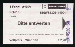 Ticket De Transport : VIENNE, Autriche, U-BAHN (Reseau Métropolitain) 5 Lignes, Metro - Europe