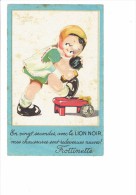 ILLUSTRATION BEATRICE MALLET - Fillette Brosse Chaussures Cireuse - CARTE PUBLICITE LION NOIR FROTTINETTE N°100.739 - Mallet, B.