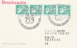 1990 EAST GERMANY EVENT COVER (card) 4x PELICAN Bird Stamps ,  LEIPZIG FAIRE Birds - Pelikane