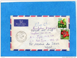 MARCOPHILIE-lettre-AVION- NLLE CALEDONIEcad-THIO 1959-  2 TimbreN°-288-9 Fleurs- Pour Françe - Brieven En Documenten