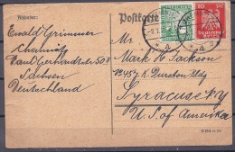 Saar1925:Michel 372&355 On Cover To US - Covers & Documents