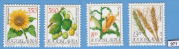 YUGOSLAVIA 1981; Mi: 1887 - 1890; MNH; Field Plants, Sunflower, Crops - Ongebruikt