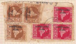 Postal Used On Piece, 2np, 13np, India Ovpt. Laos, FPO 744 Cancelation, India Military, Map Series 1957 - Militaire Vrijstelling Van Portkosten