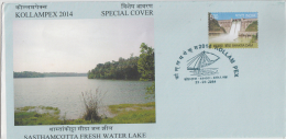 India 2014   Sasthamkotta Fresh Water Lake  Cover  # 59045   Inde  Indien - Cartas & Documentos