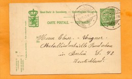 Luxembourg 1908 Card Mailed - Ganzsachen