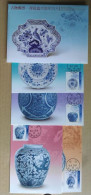 Maxi Cards(A) Taiwan 2014 Ancient Chinese Art Treasures Stamps-Blue White Porcelain Peony Dragon Floral Lady - Maximumkaarten