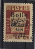 MARCA DA BOLLO/REVENUE  - FIUME - EFFIGE D'ANNUNZIO SOVRASTAMPATO LIRE UNA   L. 0,2 SU 30 - Fiume & Kupa