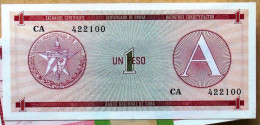 Certificado De Divisa (Exchange Certificate) Letra A, Rojo 1 Peso, 1985 UNC, CUBA - Cuba
