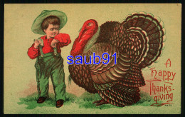 A  Happy  Thanksgiving  - Enfant Et Dinde - Turkey - Thanksgiving