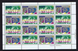 1980  O Canada National Anthem - Music Sc 857-8  Se-tenant Complete MNH Sheet Of 16 With Inscriptions - Fogli Completi