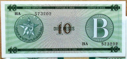 Certificado De Divisa Letra B (Exchange Certificate), Verde, DIEZ (10) PESOS, 1985 UNC, CUBA - Cuba