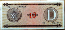 Certificado De Divisa Letra D, Carmelita (Exchange Certificate), DIEZ (10) PESOS, 1985 UNC, CUBA - Cuba