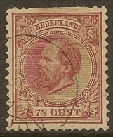 NETHERLANDS 1872 7 1/2c P12.5x12 SG 92 U #ED37 - Gebraucht